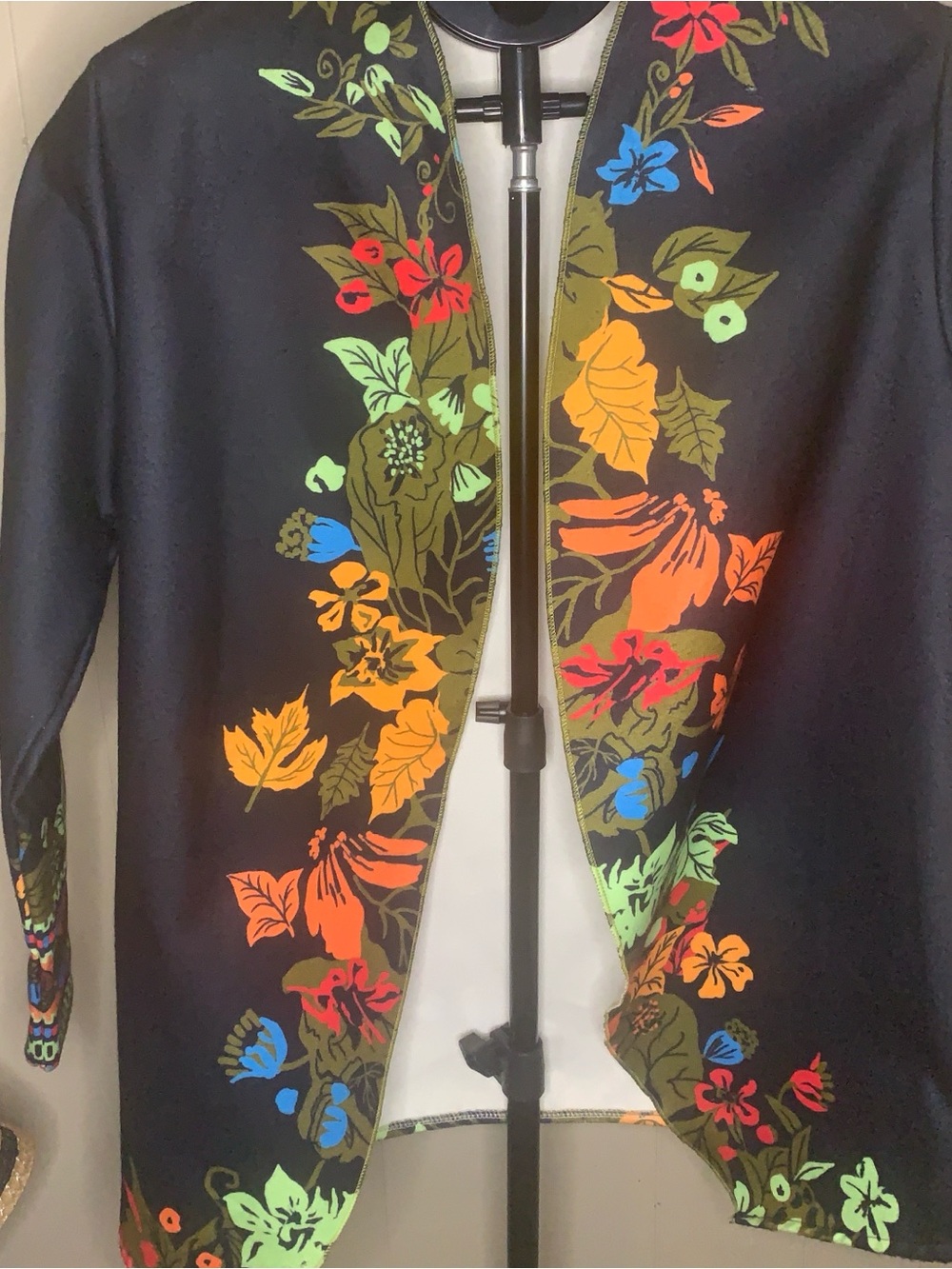 Women’s Misslook S Blue Floral Open Front Jacket with Multicolor Blooms